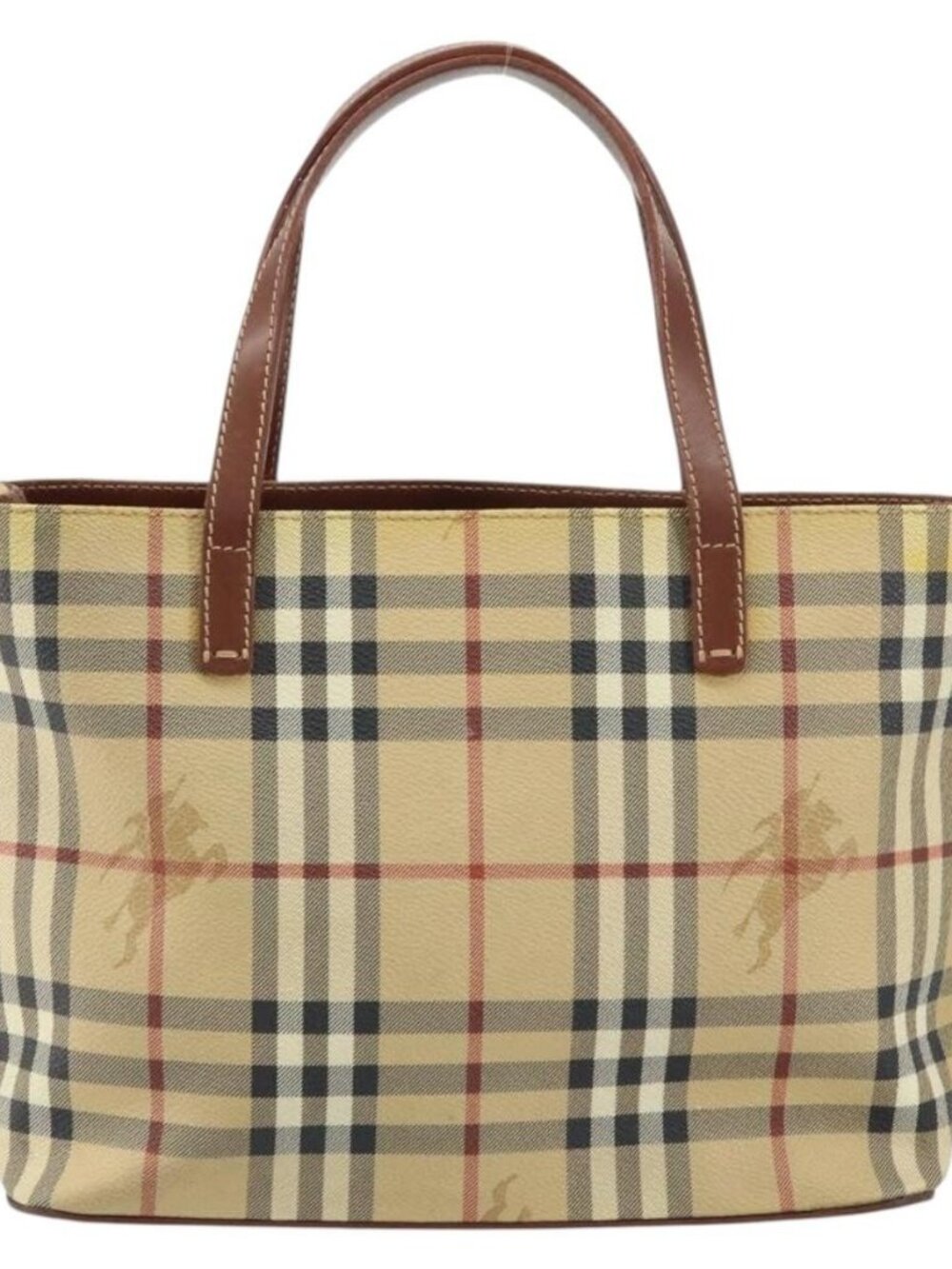 BURBERRY Nova Check Hand Bag PVC Beige Gold Auth BA8952 - Picture 2 of 16